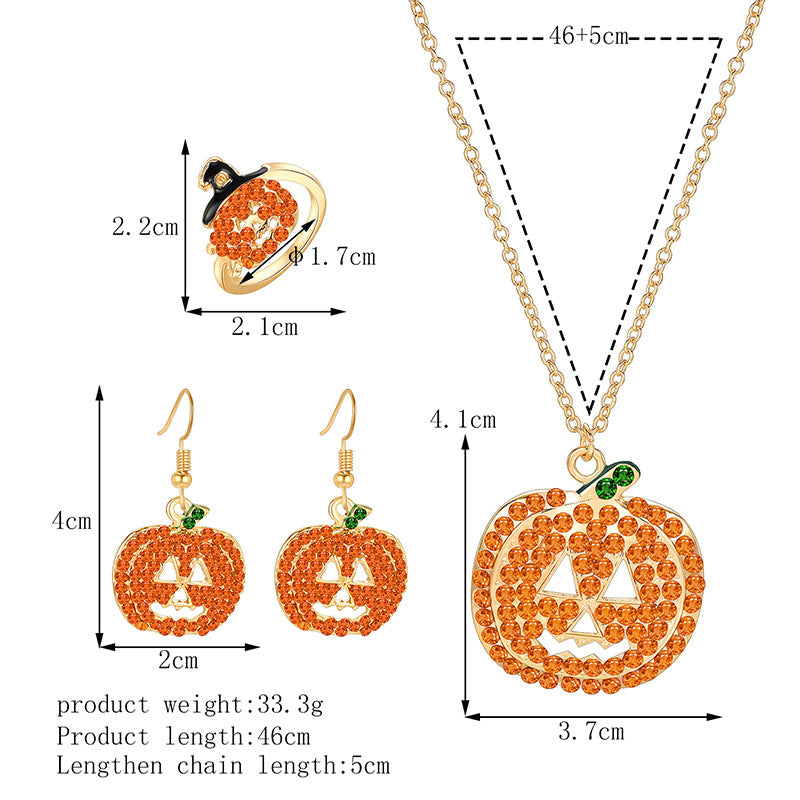 New Halloween Alloy Rhinestone Pumpkin Ring