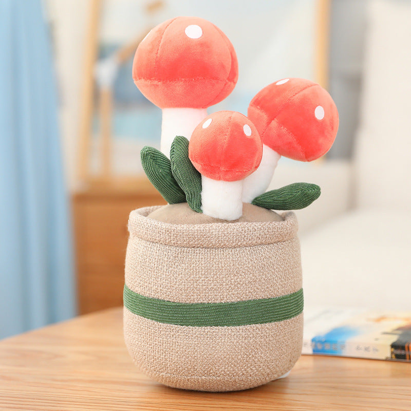 New Cute Potted Plants Mushroom Ornaments Plush