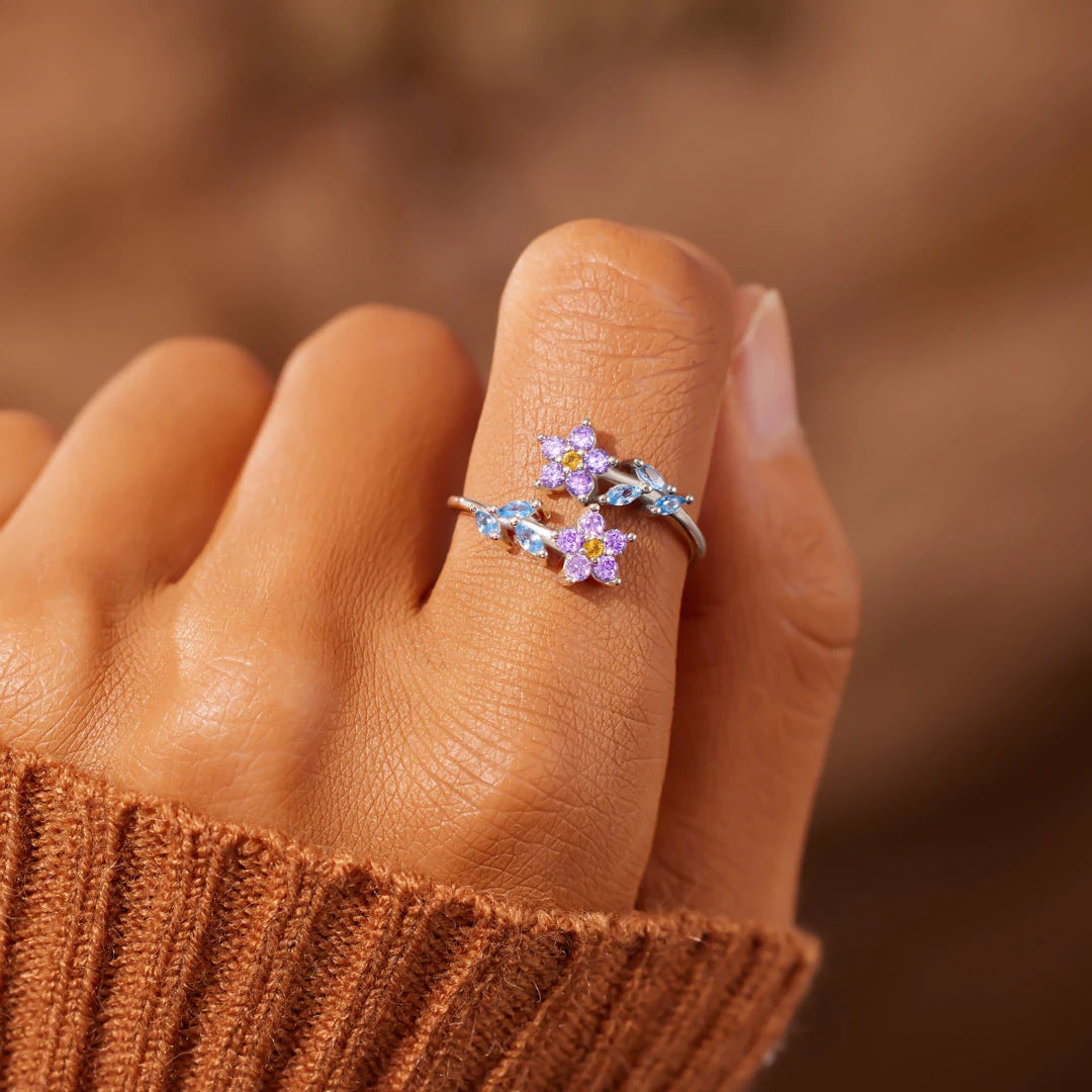 Purple Flower Ring Spring Summer Fashion Jewelry Accessories