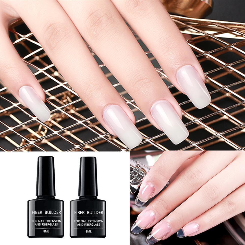 Fiber extension adhesive for nail polish repair