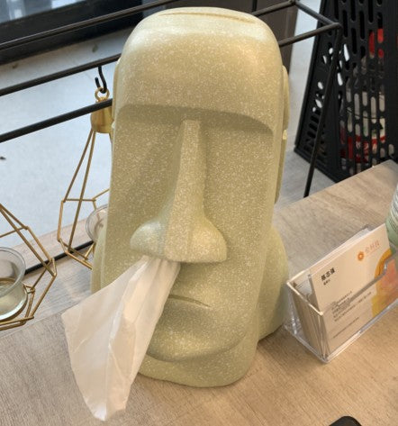 Easter Island Portrait Stone Tissue Box