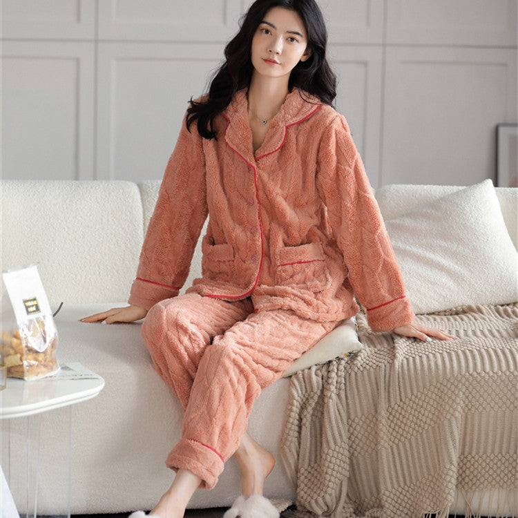 Ms Thickening Warm Cardigan New Lapel Leisurewear Suit