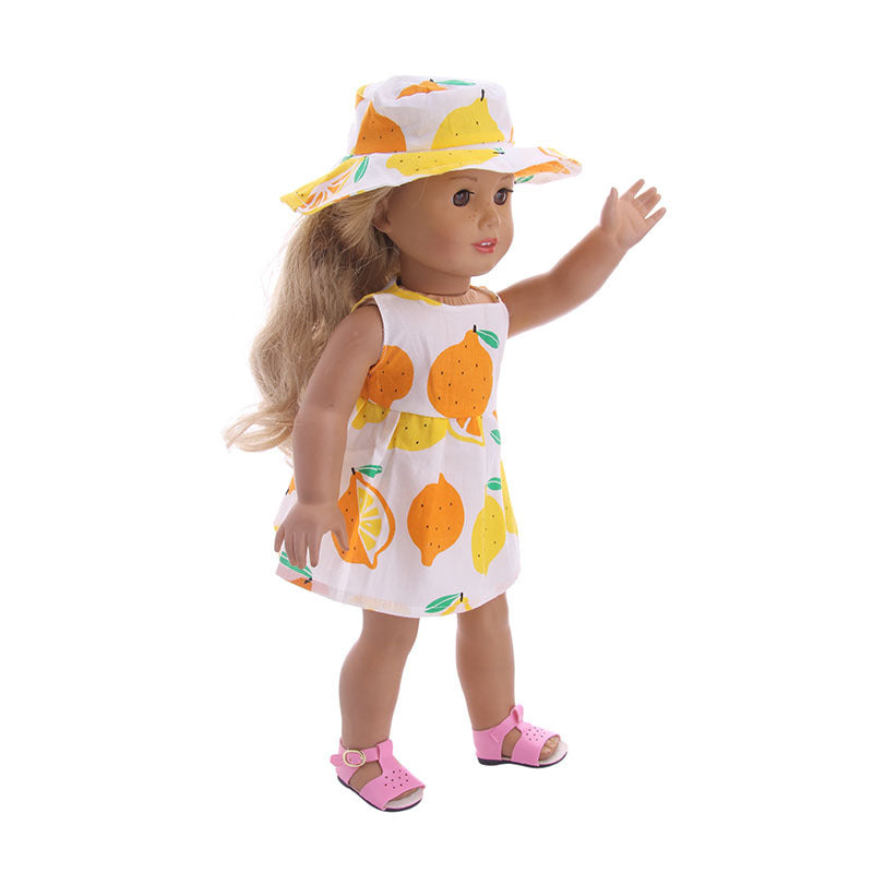 18 Inch American Girl Doll Lemon Skirt  Hat Americangirl Doll Skirt