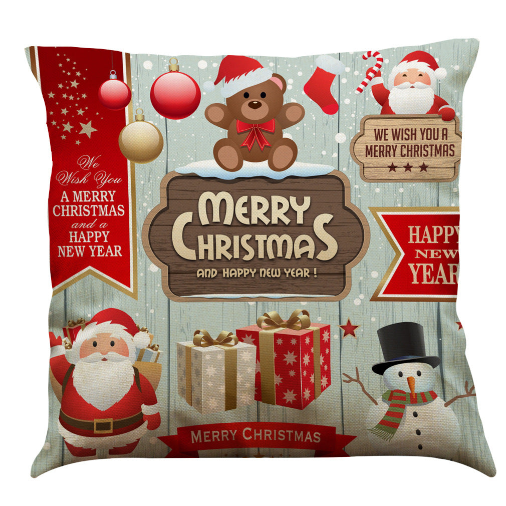 Christmas Cotton Linen Sofa Car Cushion Pillowcase