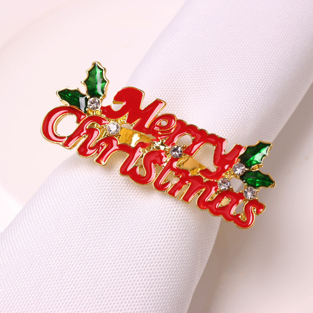 Elk Flower Christmas Tree Napkin Rings Bells