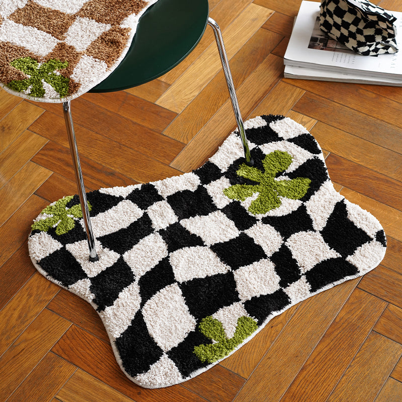 Autumn And Winter Checkerboard Circle Velvet Floor Mat Household