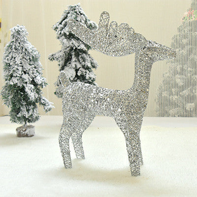 Iron Christmas Deer Sequin Light Onion Powder Deer Pulling Cart