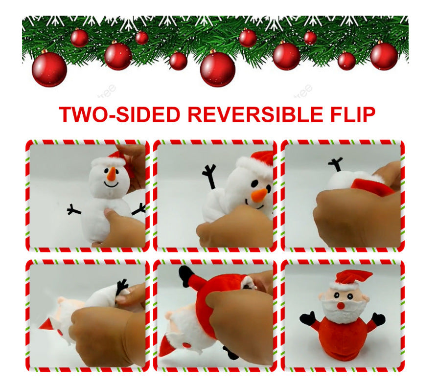 Santa Claus Doll Double-sided Flip Christmas Snowman Plush Doll Christmas Decor Ornaments Kid Toy Gift