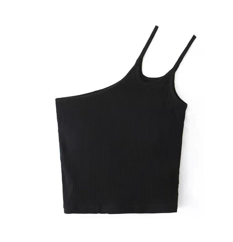 Tight-fitting Short Crop Inside Take Oblique Shoulder Back Center Female Outer Wear Suspender Top