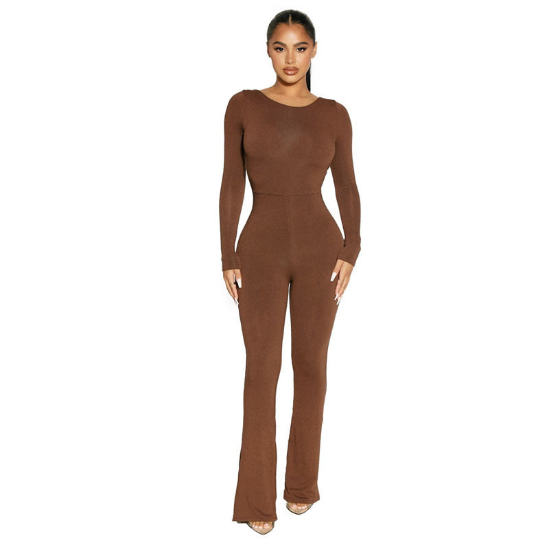 Stretch Back Autumn And Winter Women's Long-sleeved Jumpsuit