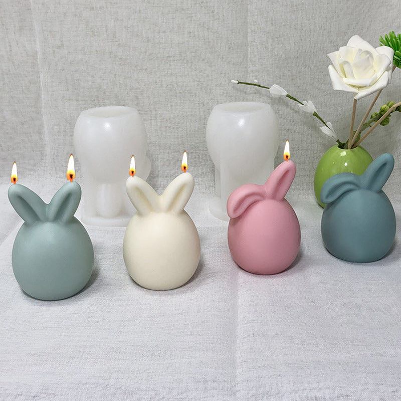 Easter Faceless Rabbit Head Baking Cake Mold DIY Ornaments Aromatherapy Candle Sitting Rabbit Silicone Mold