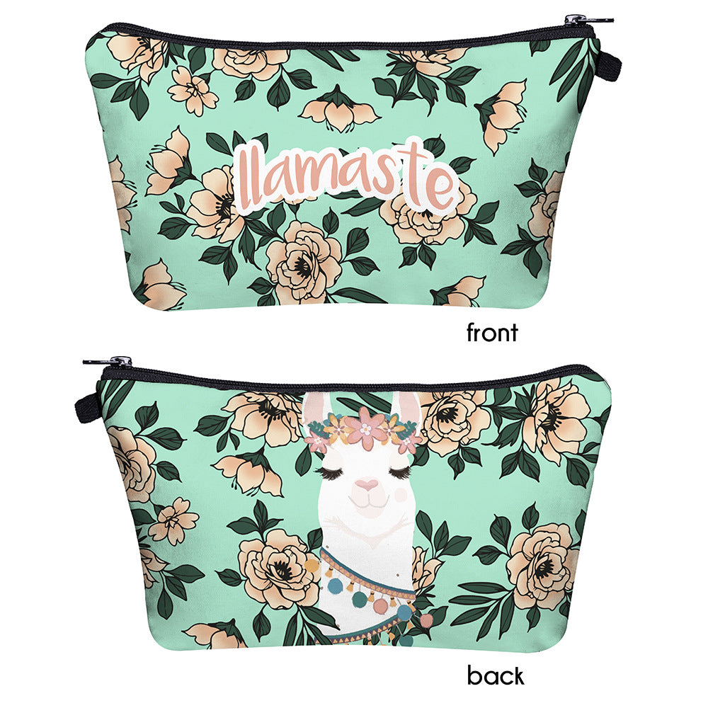 Portable Travel Cosmetic Bag 3d Digital Printing Cartoon Alpaca Storage Washing Bag