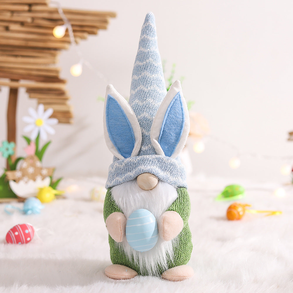 Easter Decorations Rabbit Ears Forest Man Doll Rudolph Holding Eggs Creative Home Decorations