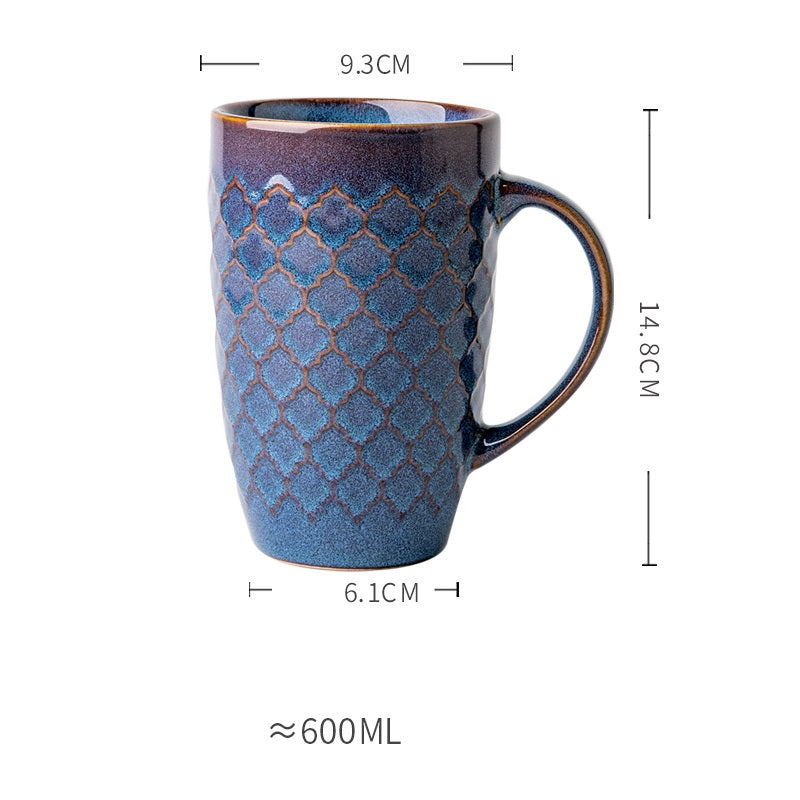 Relief Retro Kiln Variable Glaze Ceramic Large Capacity Mug