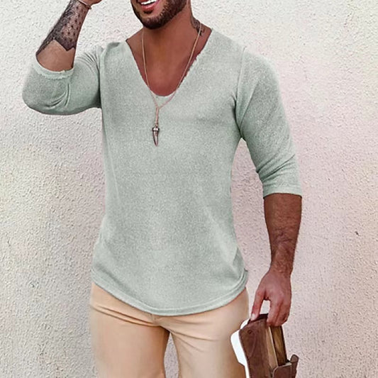 Large V-neck Men's Sweater T-Shirt