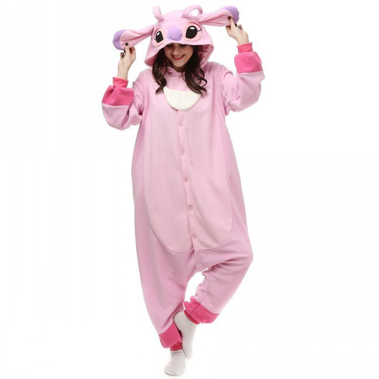 Blue Pink Stitch Cartoon One-piece Pajama