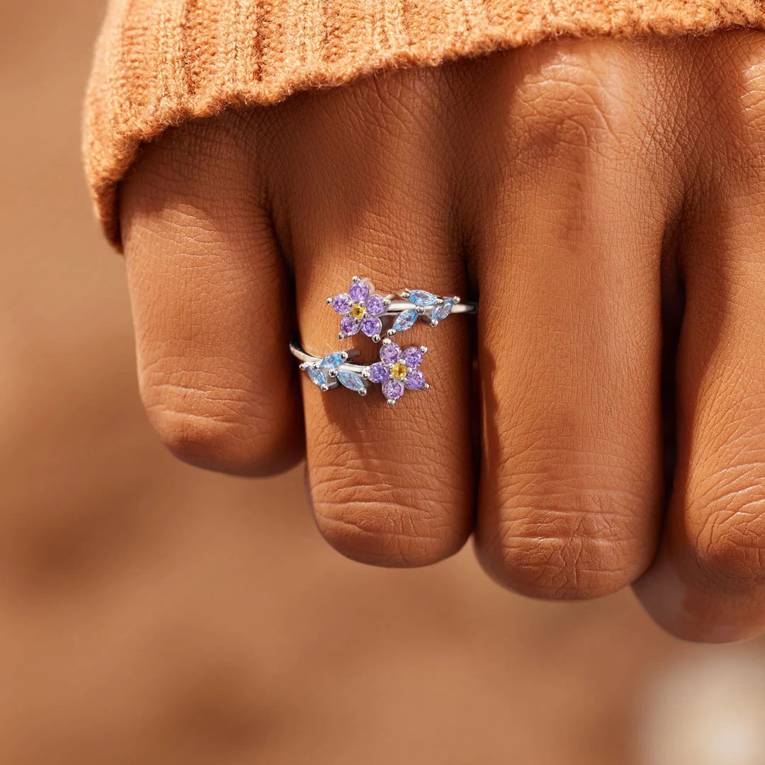 Purple Flower Ring Spring Summer Fashion Jewelry Accessories