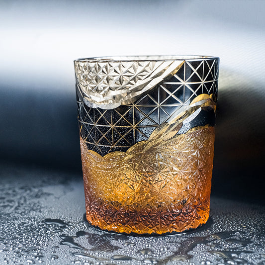 Vintage Crystal Glass Hand Carved Wine