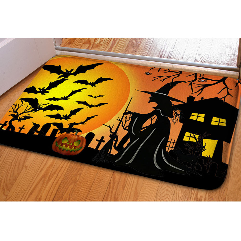 Halloween Ghost Bat Print Toilet Rug