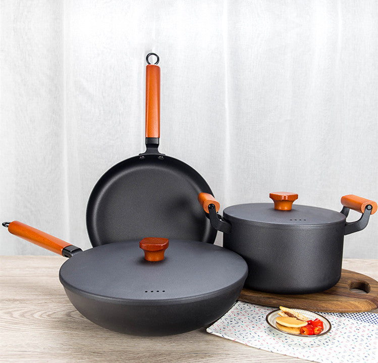 Flat Bottom Non-stick Household Iron Pan Gift