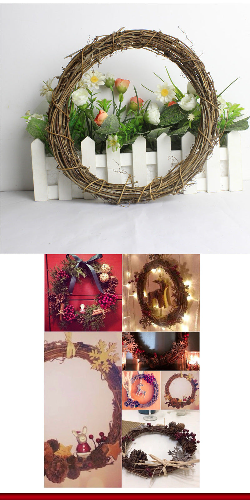 Christmas Decoration Craft Dry Branch Rattan Wreath DIY