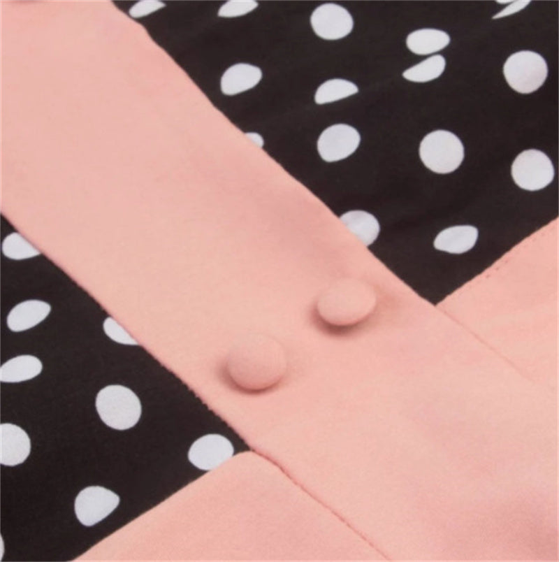 Women's Polka Dot Combination Receiving Waist Large Swing Skirt Dress