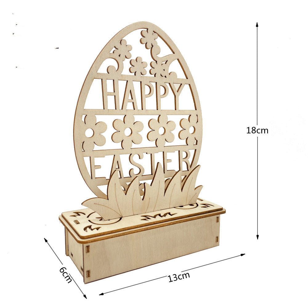 Wooden DIY Egg Shape LED Easter Ornament