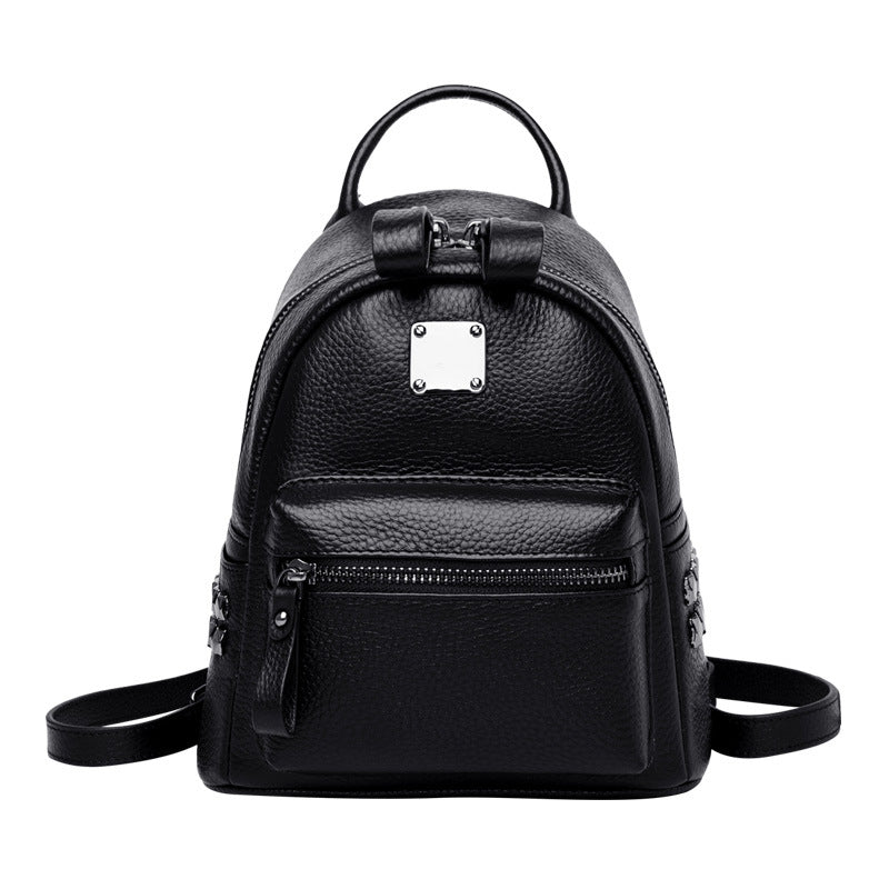 Korean Style Casual Leather Stereotyped Student Backpack