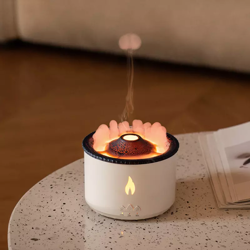 Flame Aroma Diffuser Air Humidifier Ultrasonic Cold Fog Machine Perfume Home Fog Device LED Essential Oil Jellyfish Diffuser