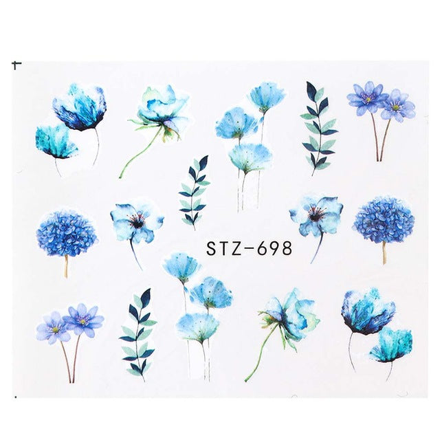 Ink Flower Series Nail Water World Stickers