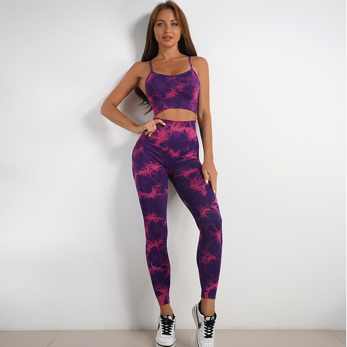 Women's New Knitted Tie-dye Yoga Suit