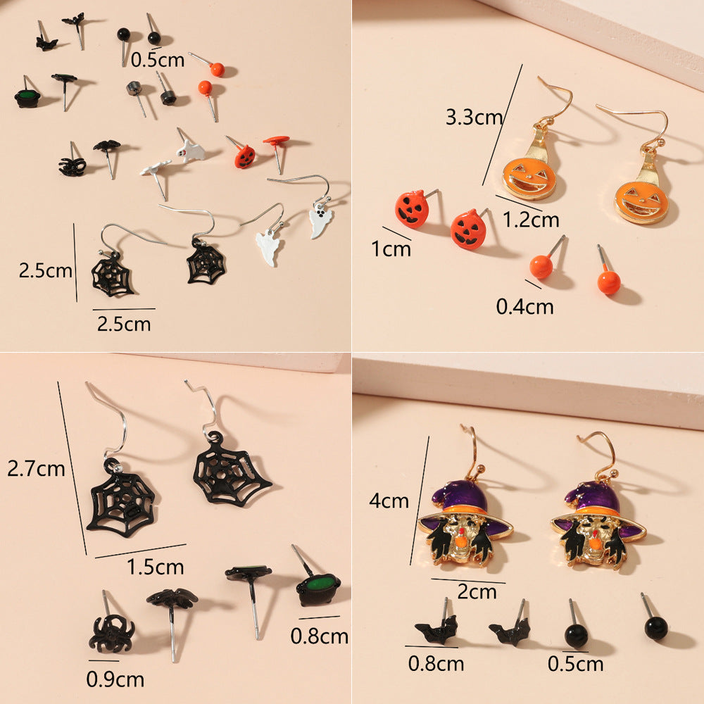 Spider Web Skull Earrings Halloween Gothic