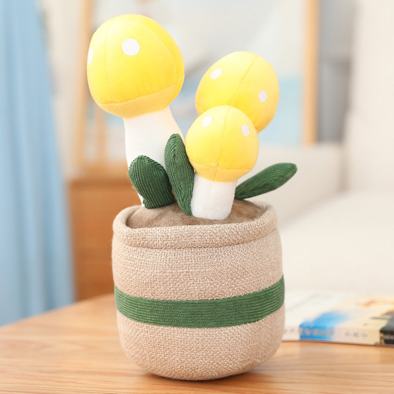 New Cute Potted Plants Mushroom Ornaments Plush