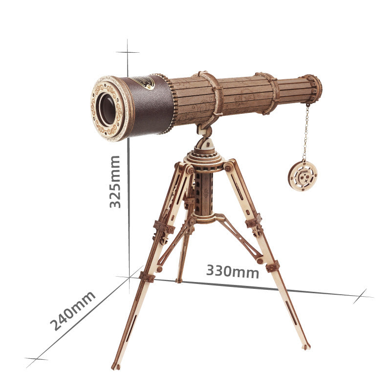 Telescope Astronomical Geographer Wooden D Three-dimensional Assembling Toy