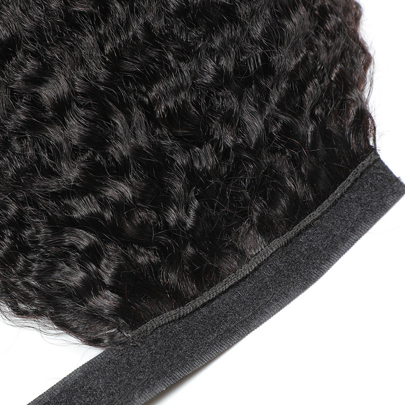 Natural Black Velcro Ponytail Straight Hair