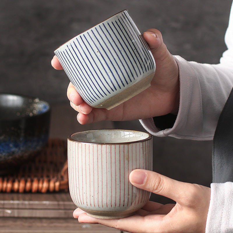 Japanese-style Ceramic Hand-colored Striped Water Cup