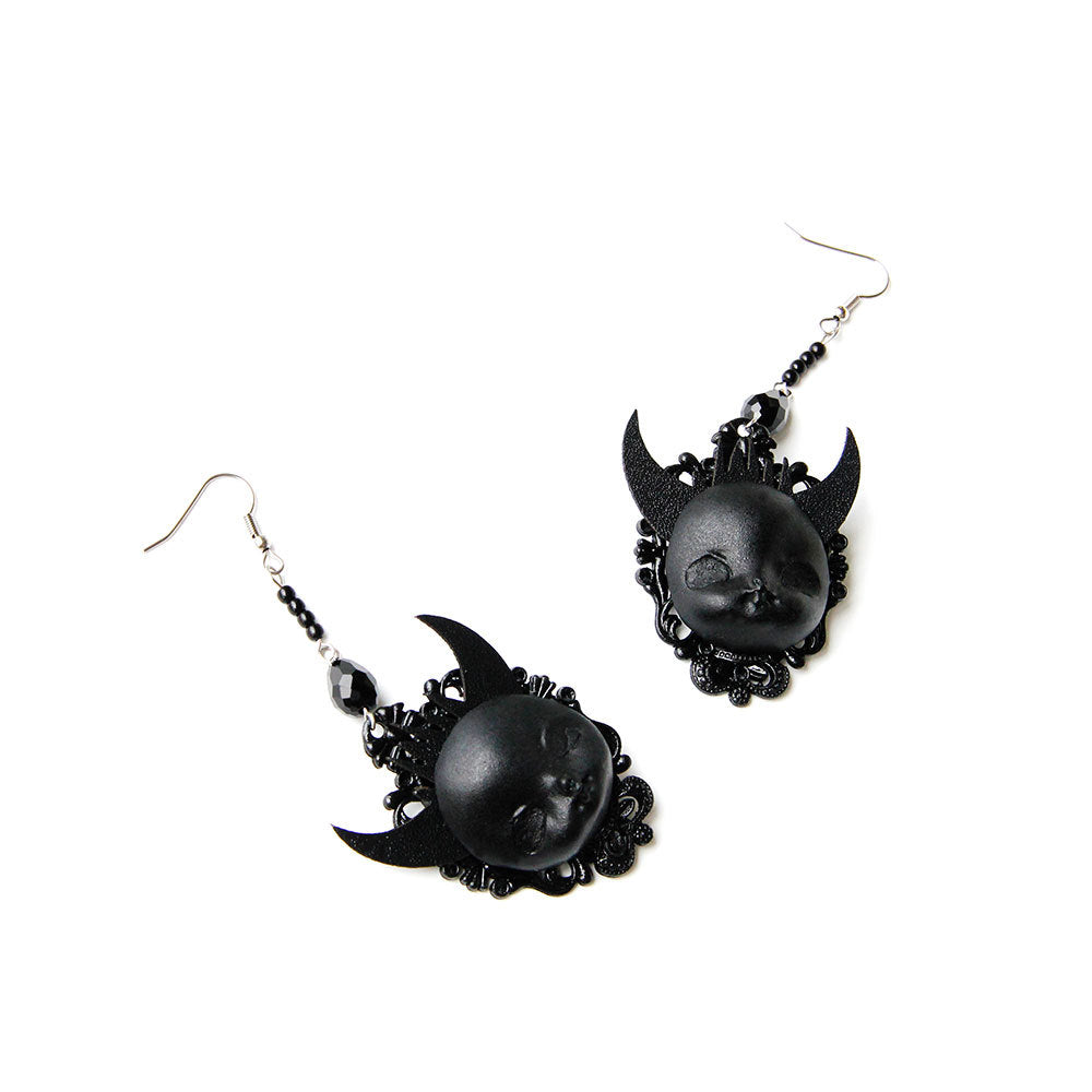 Gothic Punk Black Lolita Earrings Devil Death Earrings Witch Babys Dolls Drop Earrings Halloween Costume Fashion Jewelry