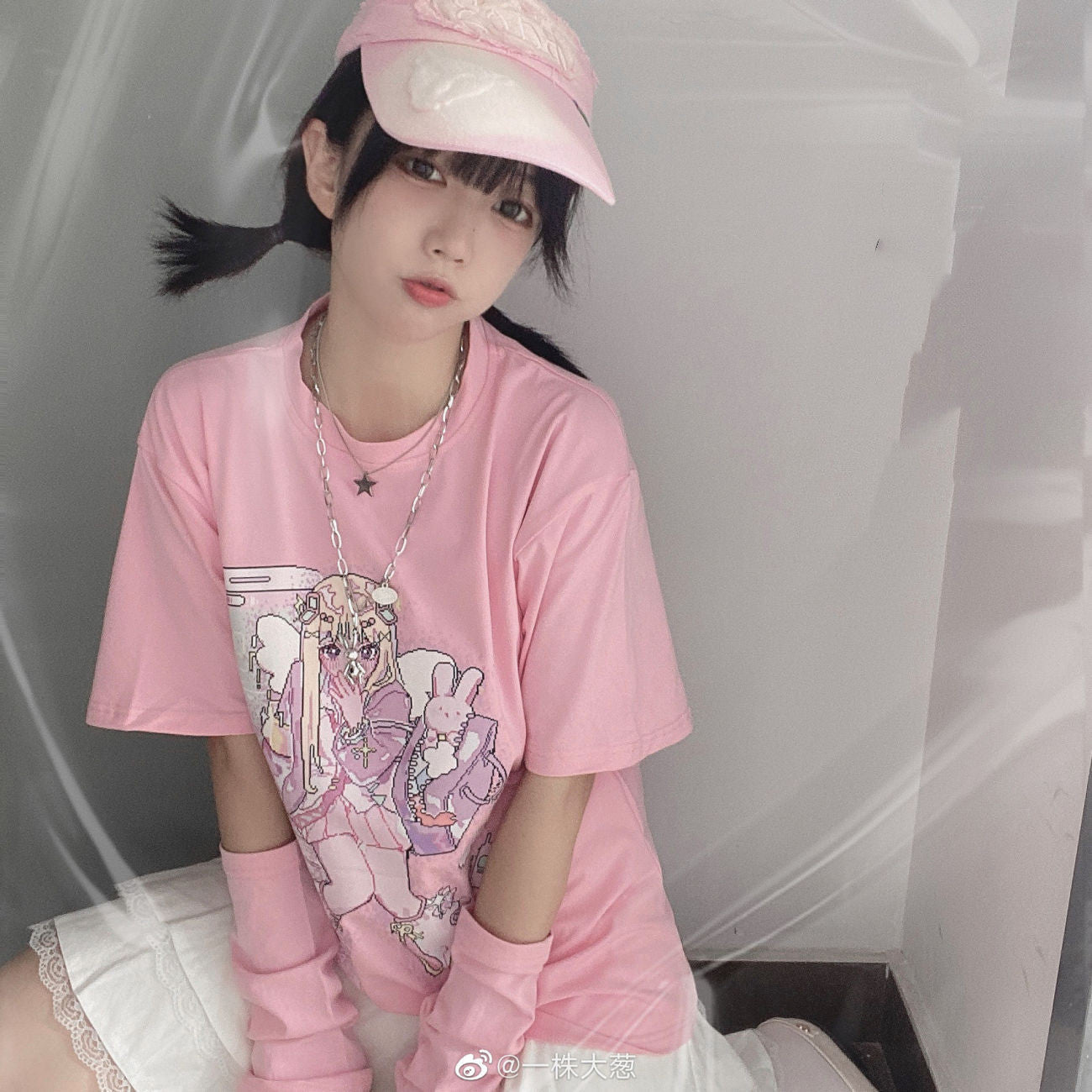 Gothic Pink Harajuku Anime Girl Loose Aesthetic T-Shirt