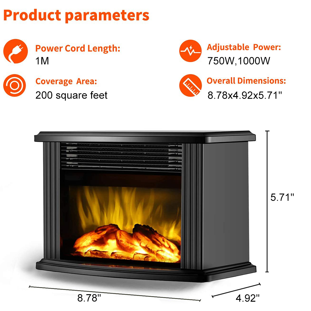 European Style Electric Fireplace Heater LED Flame Effect Stove 1000W With Remote Control