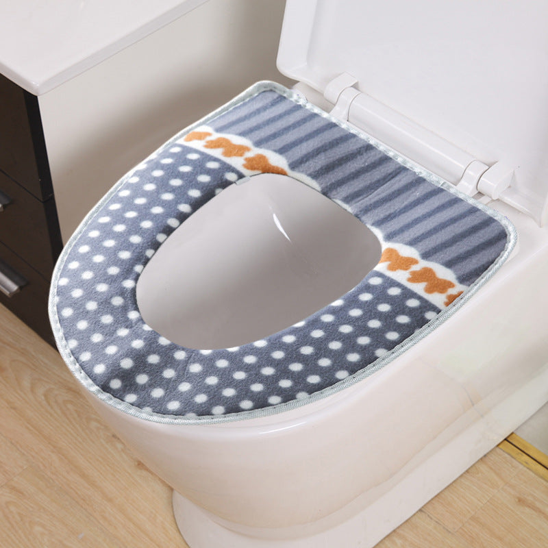 Thick Suede Colorful Dots Washable Toilet Seat