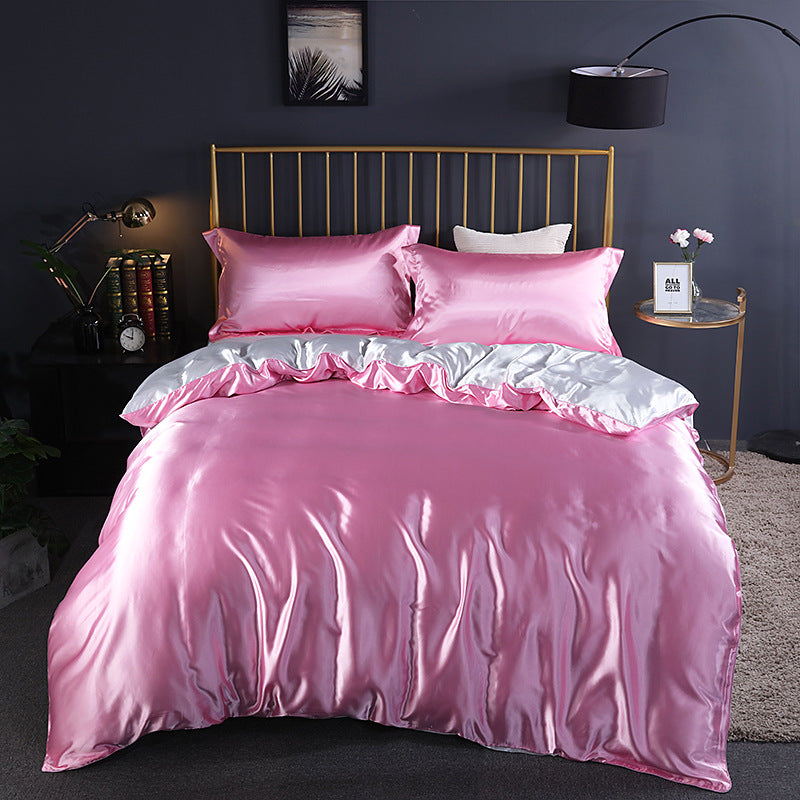 Summer Simple Pure Color Ice Silk Bed Linen Quilt Cover Bedding