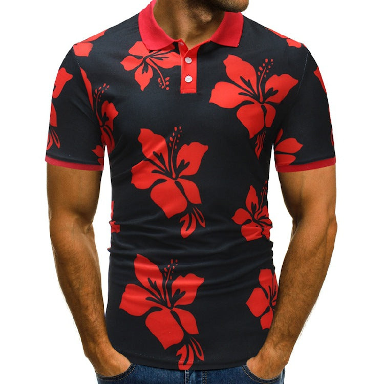 Fashion Printing Plus Size Casual Lapel Men's Short Sleeves