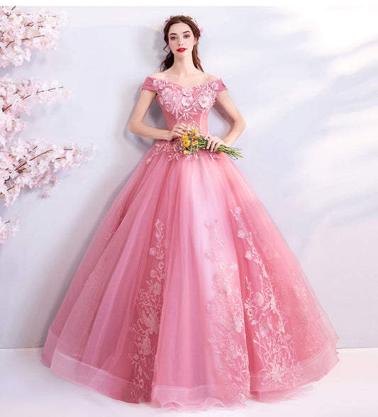 Off-shoulder Bridal Floor-length Yarn Wedding Toast Dress Wedding Dinner Dress