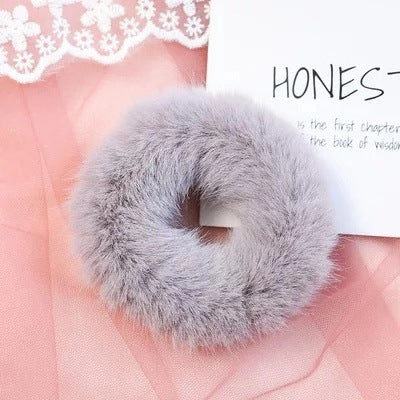 Women's Faux Fur Plush Solid Color Simple Hair Tie