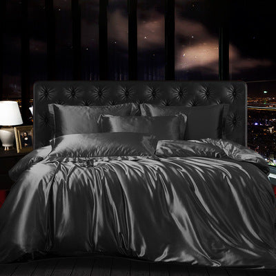 High-grade Silk Four-piece Simple Quilt Cover Sheet Bedding