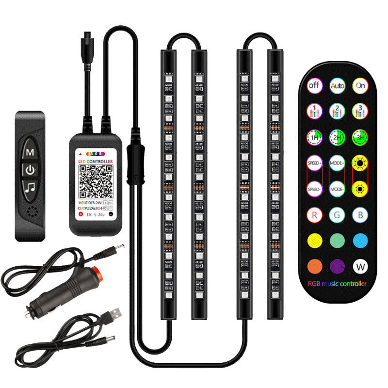 Styling Decorative Lamp LED Car Interior Light Waterproof Ambient Lamp Of Wireless Remote Music Control Car RGB Strip Lights