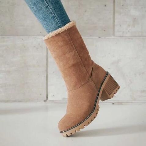 Suede Ankle Boots Adjustable Platform Heels Shoes