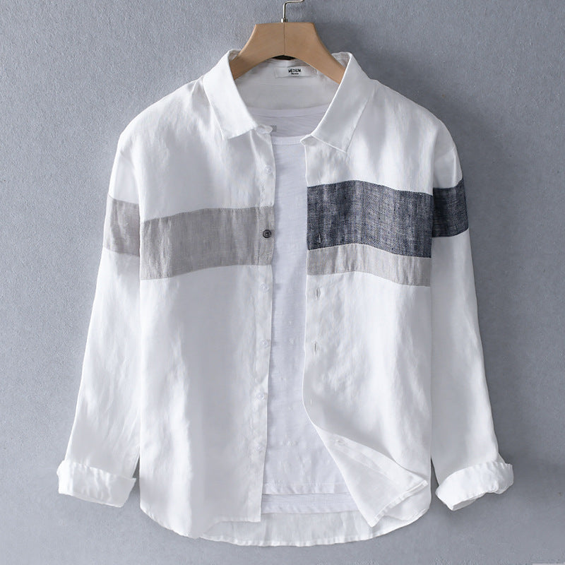 Men's Collar Loose Cotton Linen Versatile Beach Shirt For Men