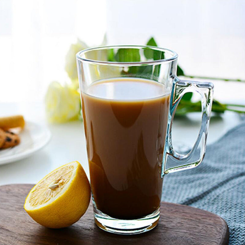 Simple Square Handle Glass Latte Coffee Cup