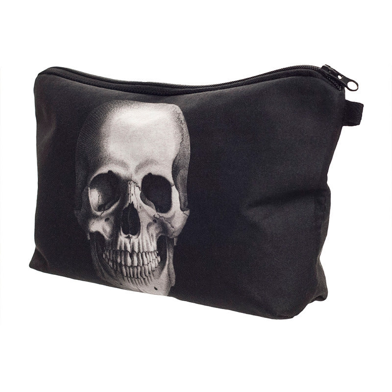 Polyester Cosmetic Bag Ins Europe And The United States 3D Digital Printing Skull Hand Wash Bag Female